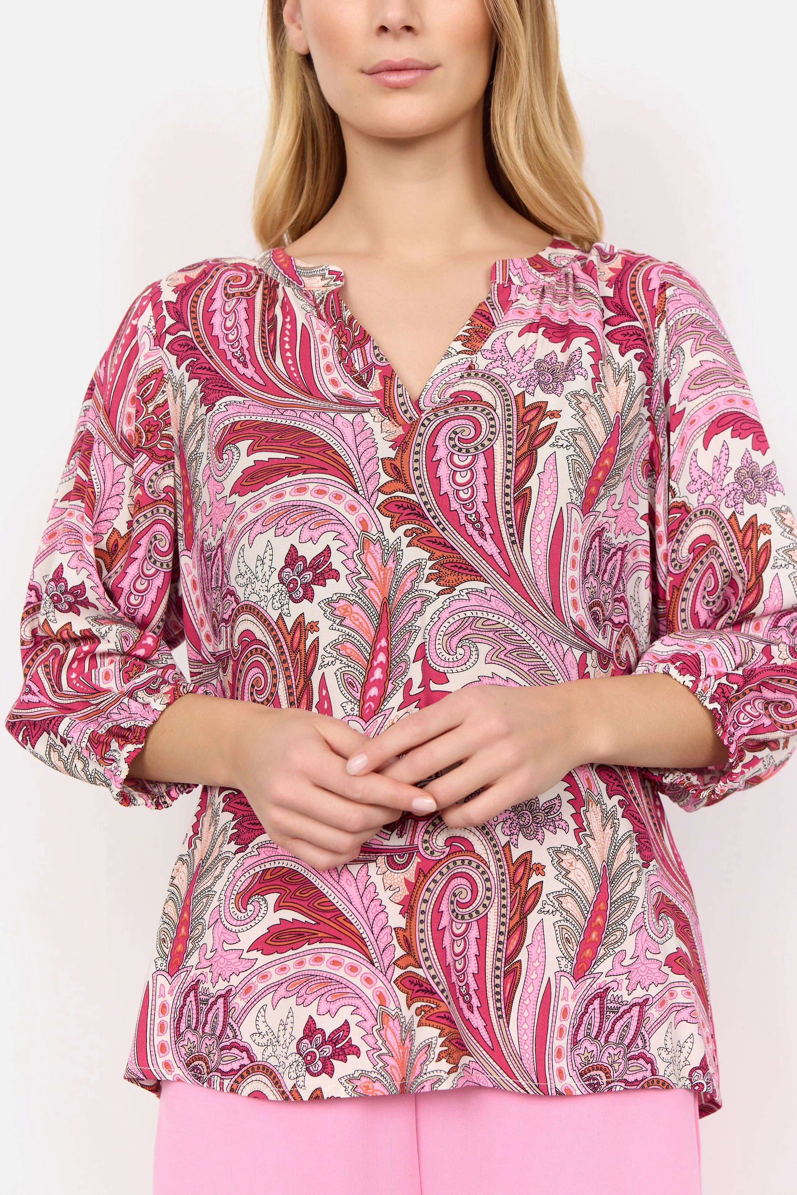 40549- Pink Print Donia Blouse - Soya Concept