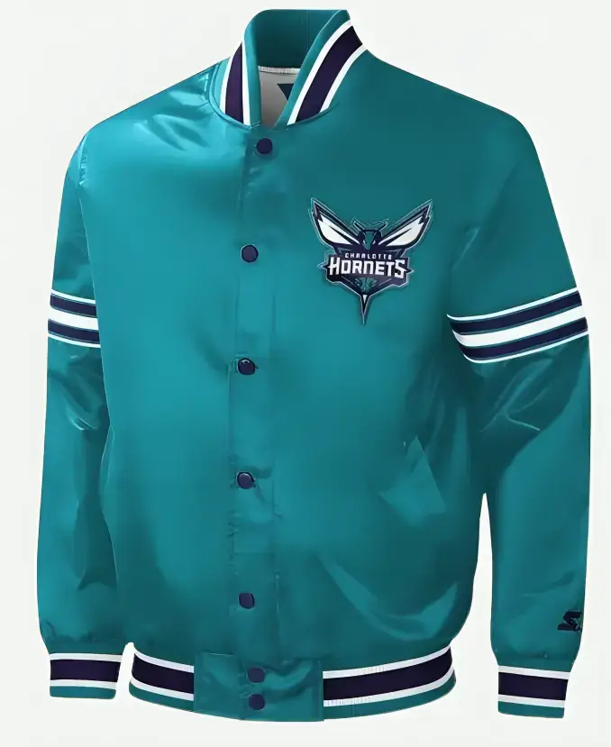 90s Charlotte Hornets Slider Teal Varsity Jacket