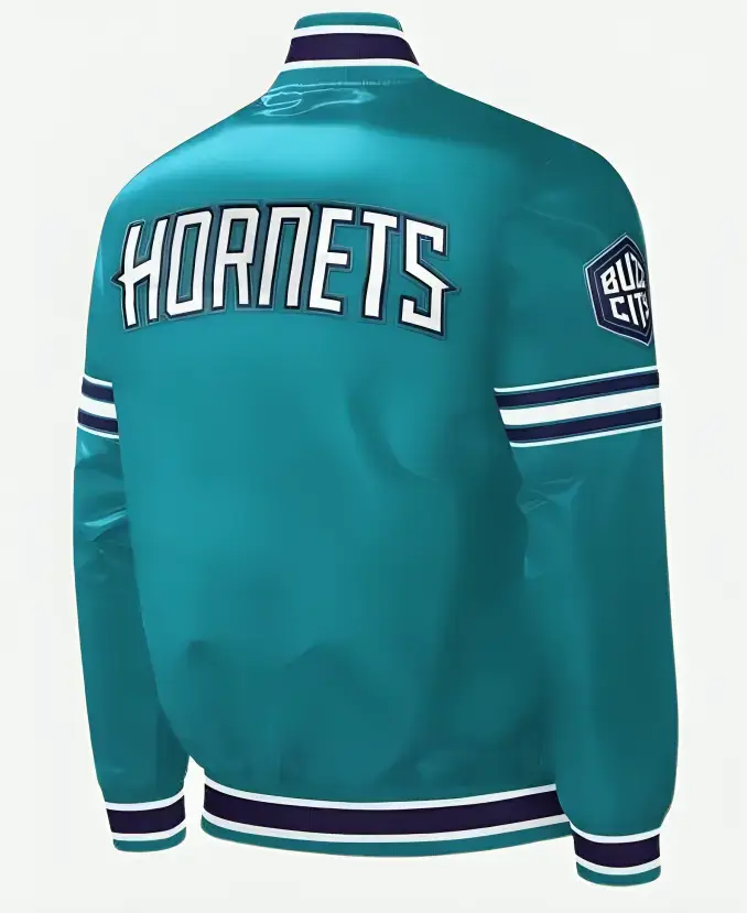 90s Charlotte Hornets Slider Teal Varsity Jacket