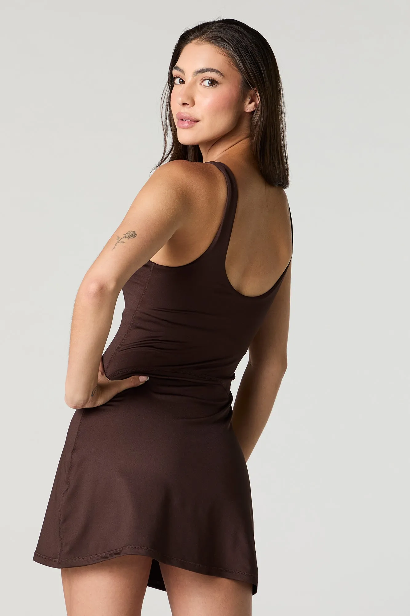 Active Scoop Neck Dress with Built-In Short