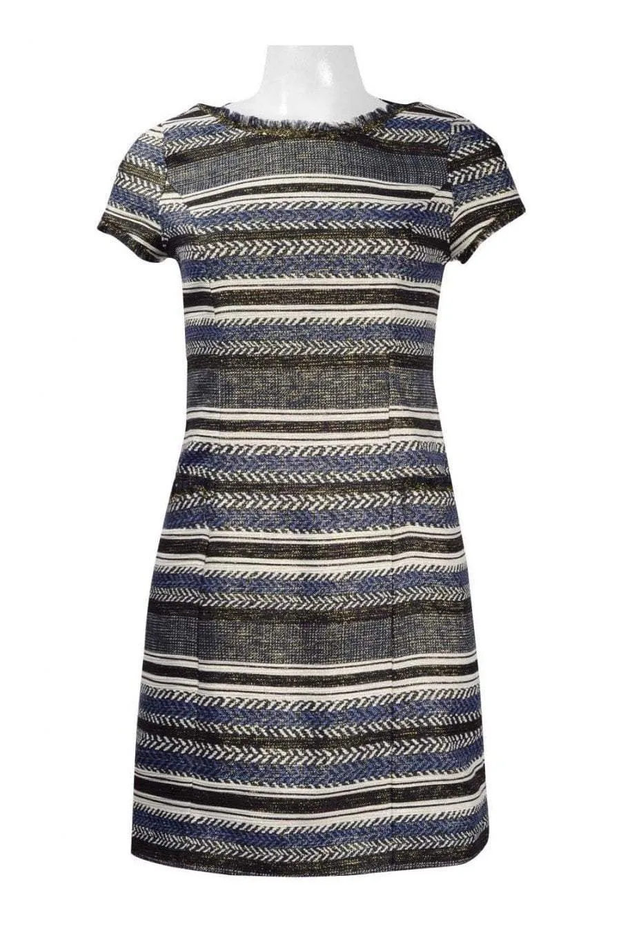 Adrianna Papell - AP1D101468 Stripe Patterned Sheath Dress With Cutout