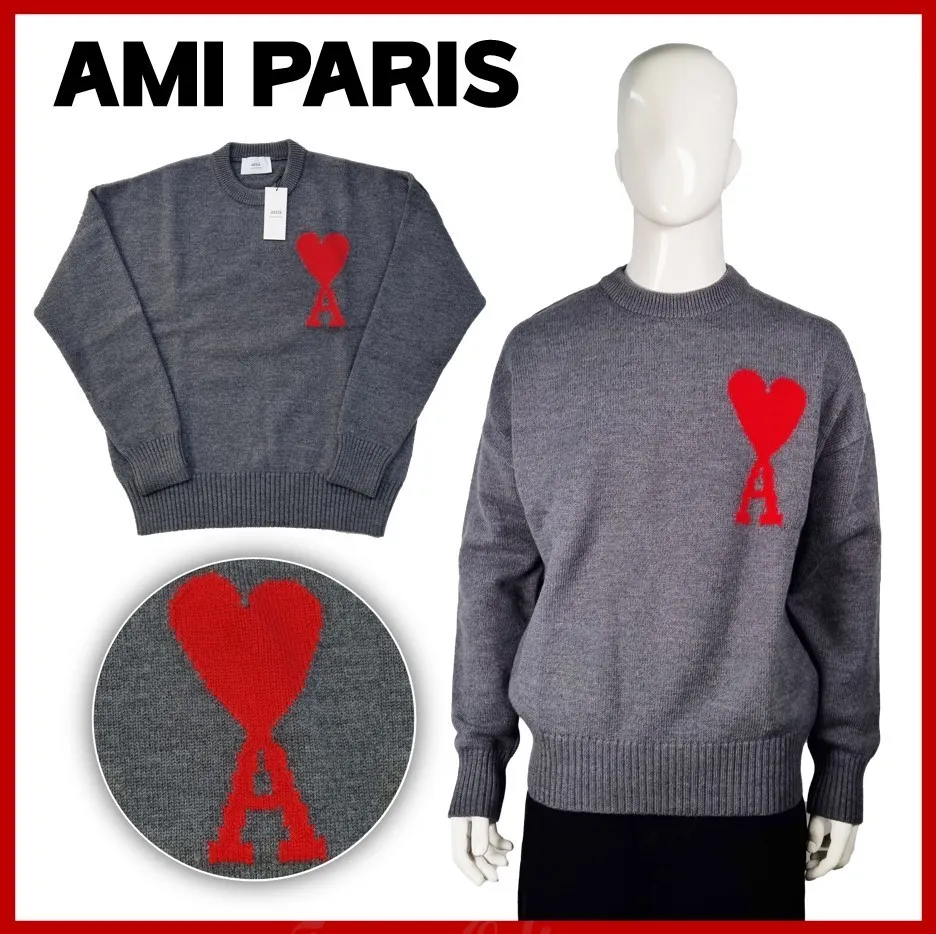 AMI PARIS  |Heart Unisex Street Style Logo Designers Sweaters