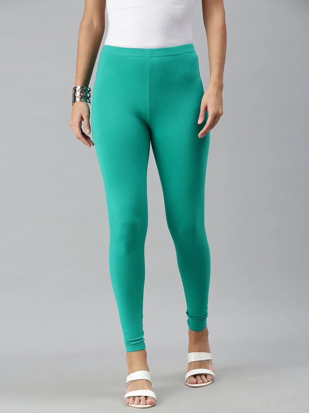 Ankle Length Leggings Cotton-Emerald Green