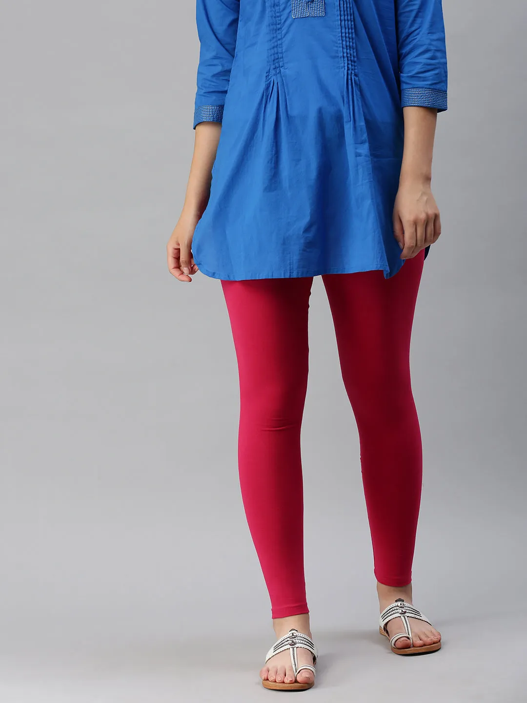 Ankle Length Leggings Cotton-Fuchsia