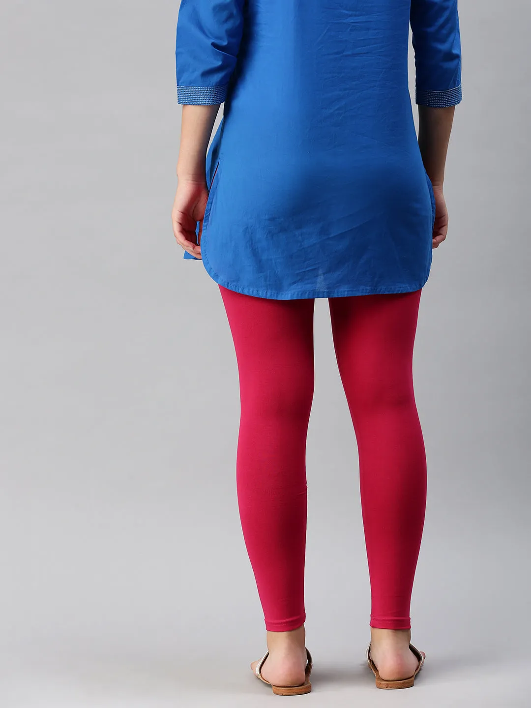 Ankle Length Leggings Cotton-Fuchsia