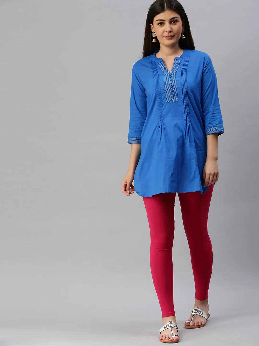 Ankle Length Leggings Cotton-Fuchsia