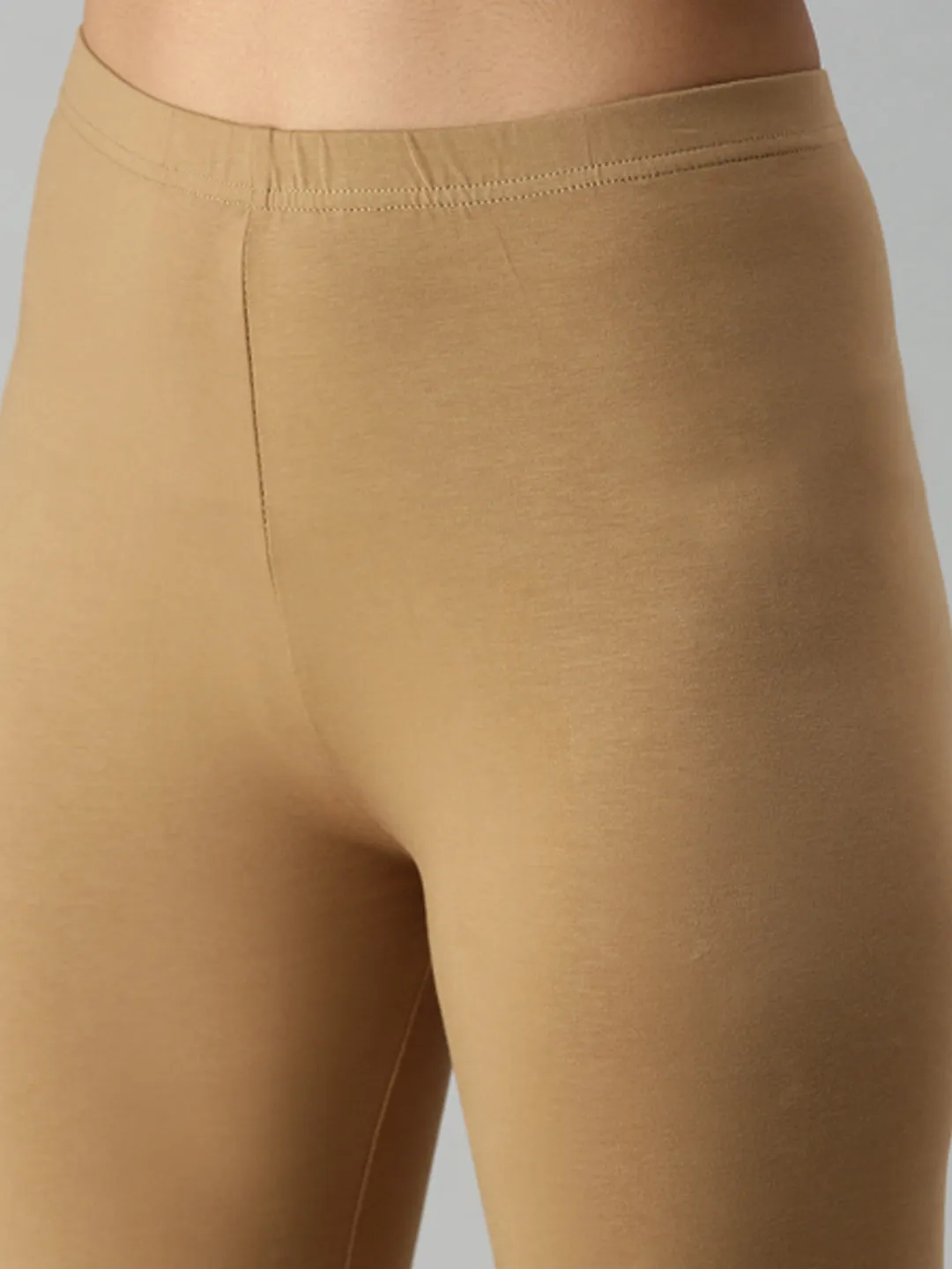 Ankle Length Leggings Cotton-Golden Beige