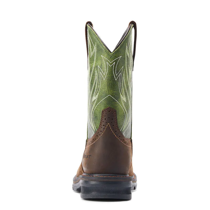 Ariat Men's 10 Sierra Shock Shield Steel Toe Work Boot - Dark Brown/Grass Green 10042541