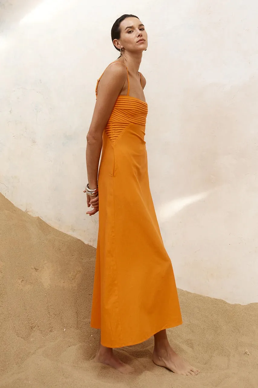 Arista Long Midi Dress - Orange