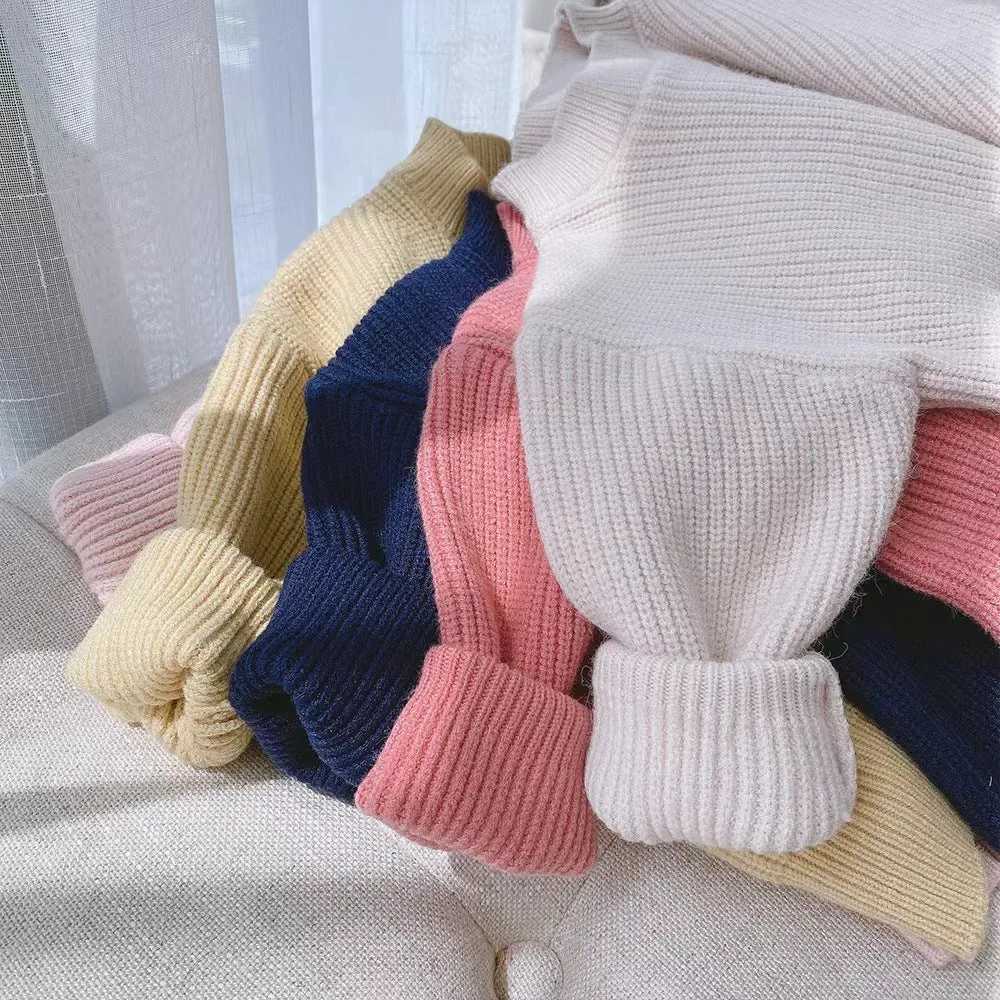 Baby Kid Girls Solid Color Sweaters Wholesale 24011109