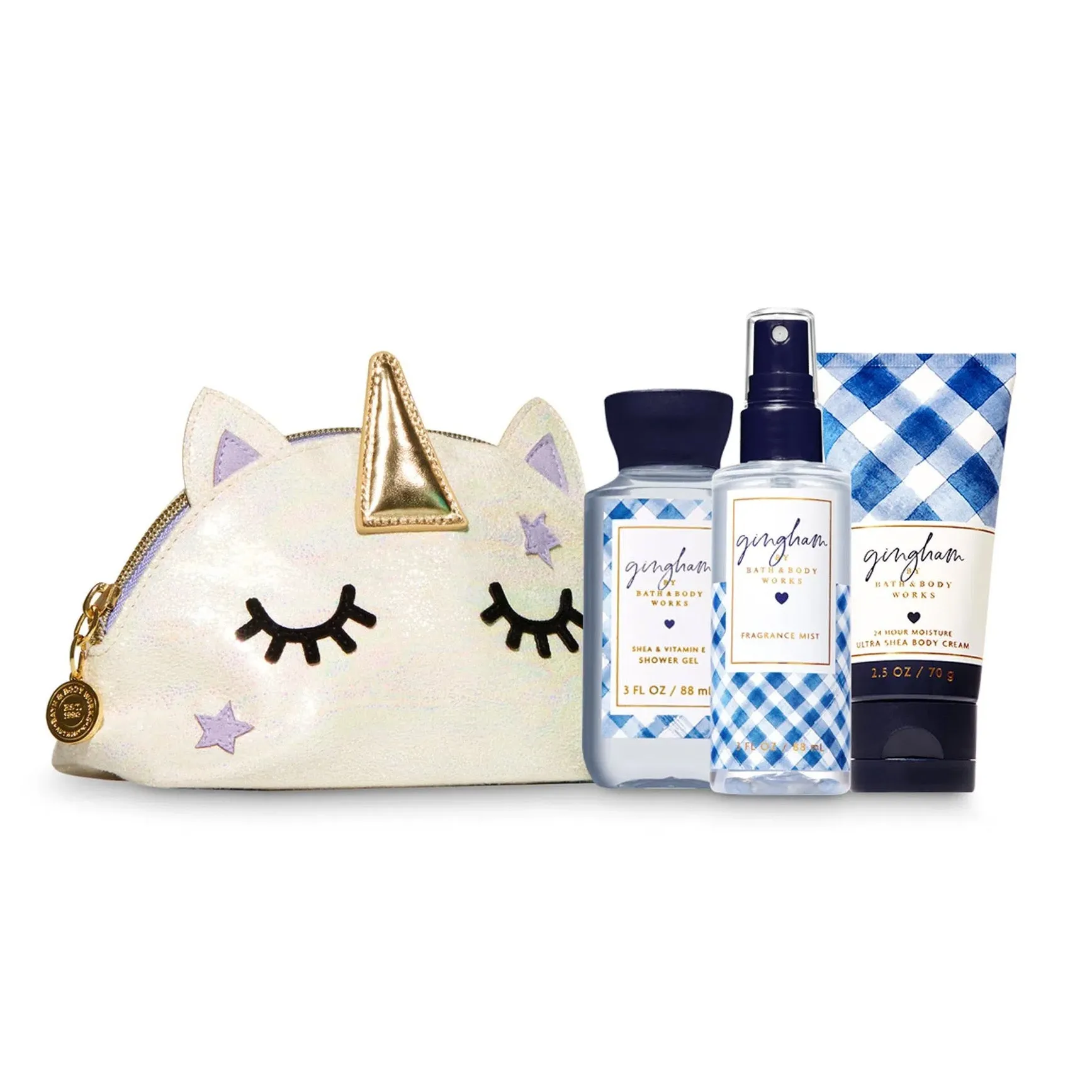 Bath & Body Works Unicorn Cosmetic Bag Mini Trio Gingham