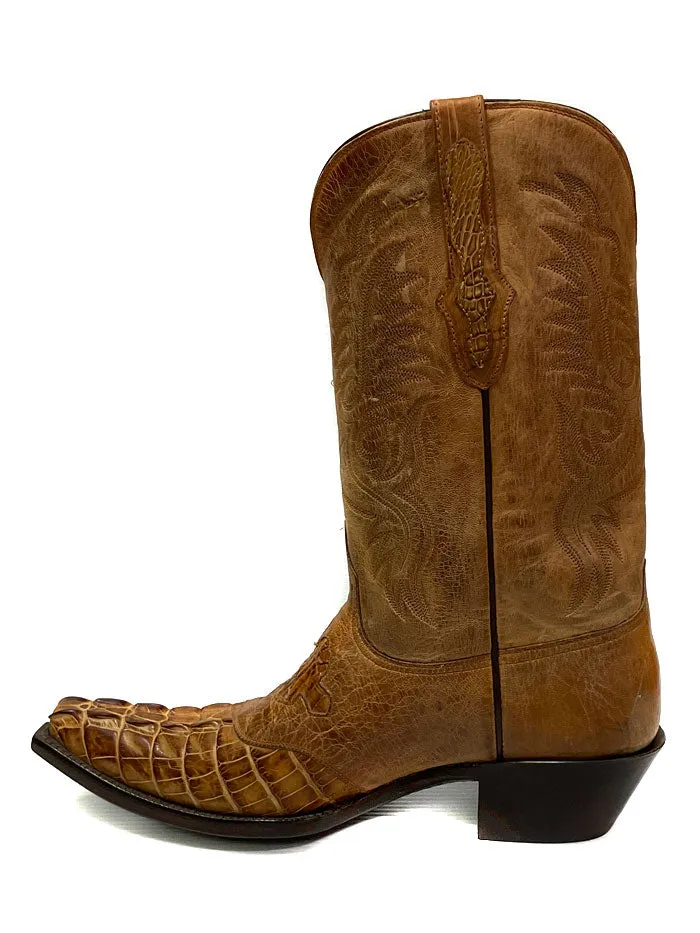 Black Jack BT562 Mens Alligator Tail Goat Boots Burnished Tan