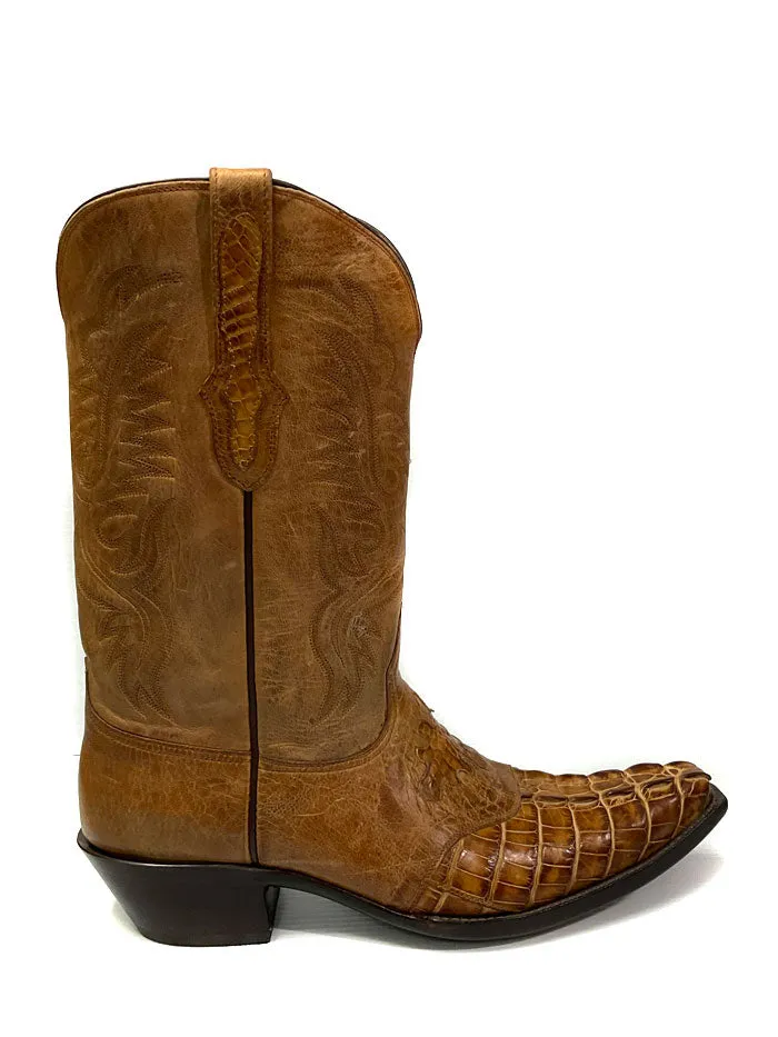 Black Jack BT562 Mens Alligator Tail Goat Boots Burnished Tan