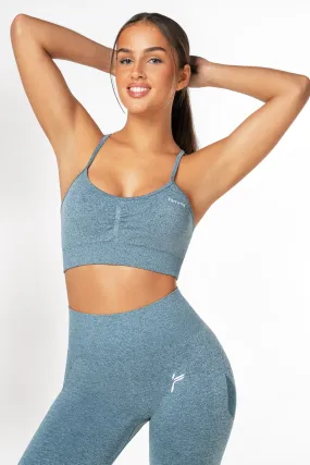 Blue Peachy Scrunch Sports Bra