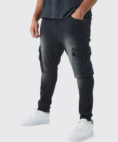 boohooMAN Mens Plus Super Skinny Cargo Jeans