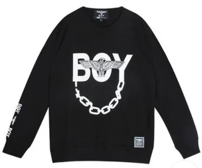 BOY LONDON  |Stripes Studded Street Style U-Neck Long Sleeves Cotton Logo