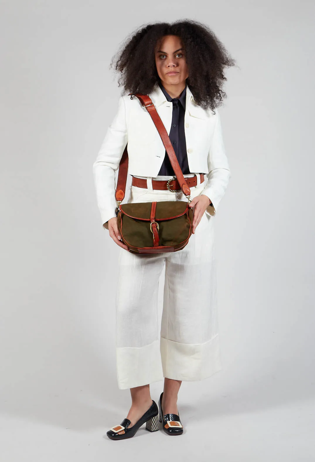 Buckle Bag in Military and Cognac