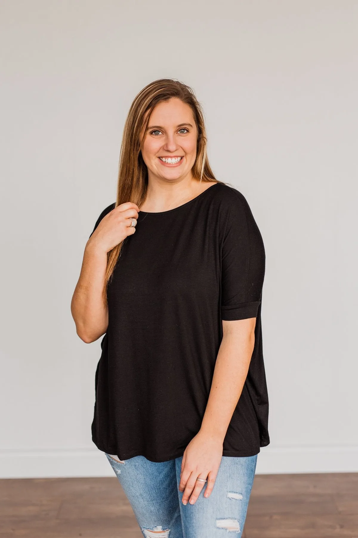 Comfy As Can Be Short Sleeve Top- Black