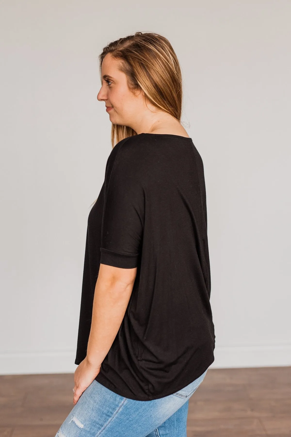 Comfy As Can Be Short Sleeve Top- Black