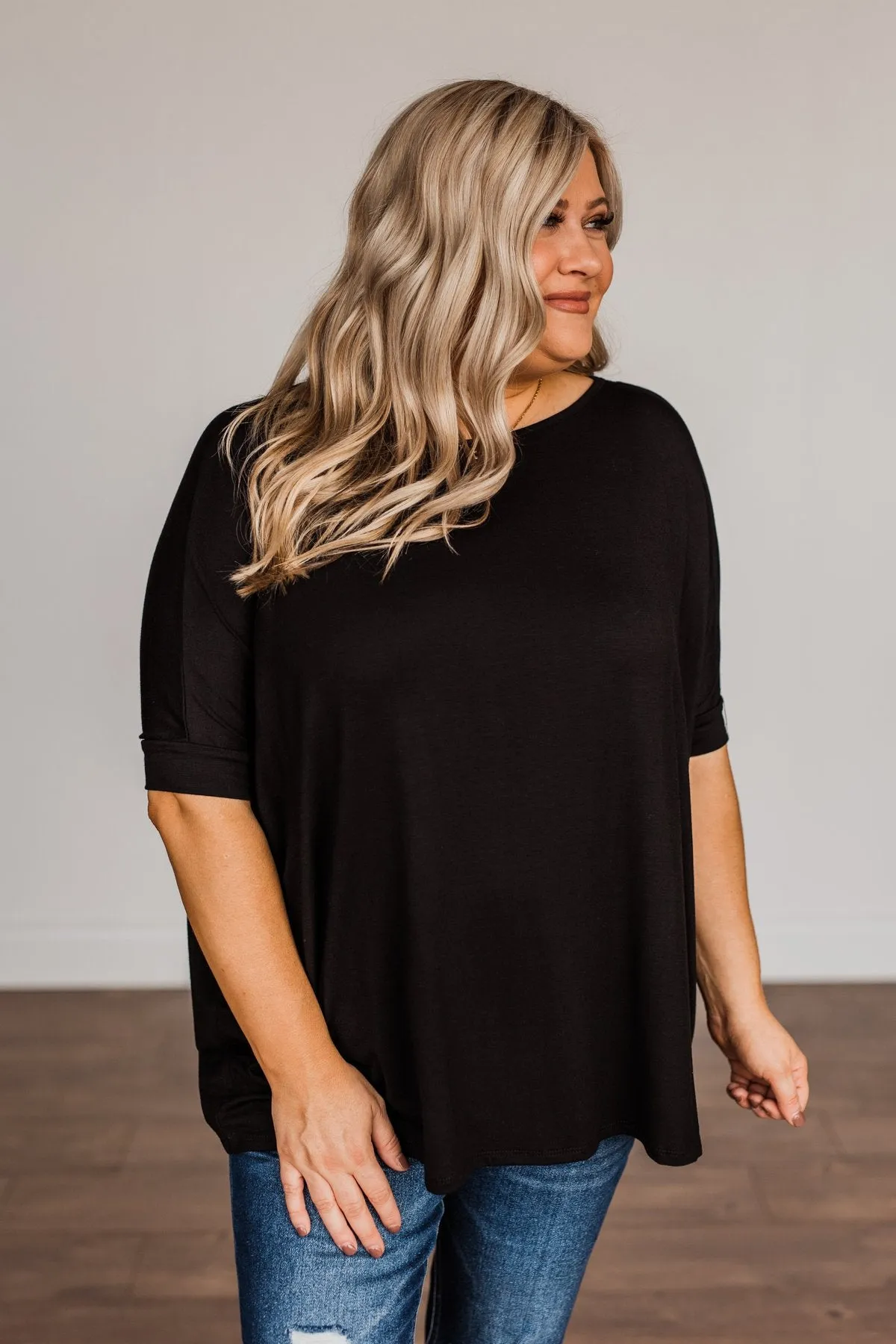 Comfy As Can Be Short Sleeve Top- Black