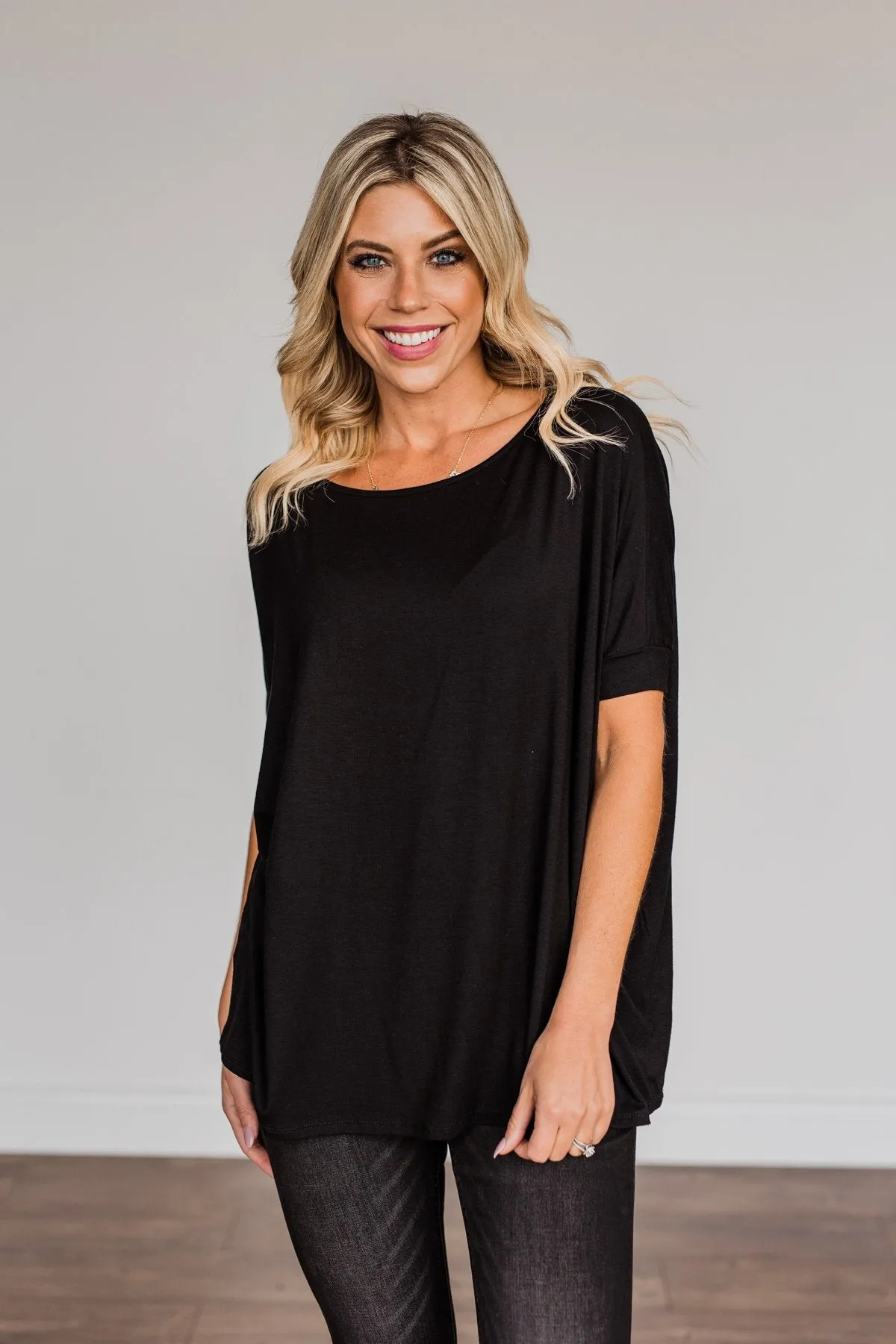 Comfy As Can Be Short Sleeve Top- Black