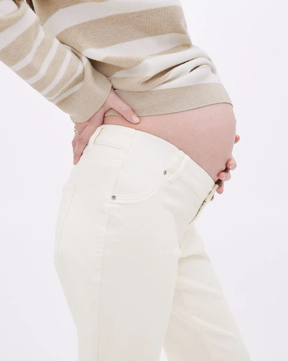 Cream Straight-Leg Ankle Jeans - Thyme Maternity