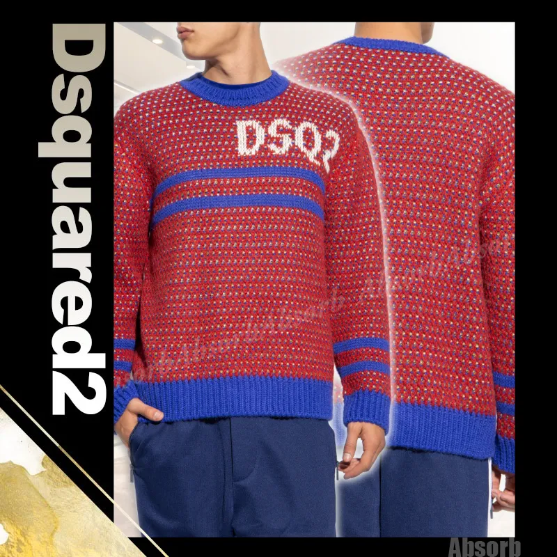 D SQUARED2  |Crew Neck Wool Street Style Long Sleeves Logo Luxury