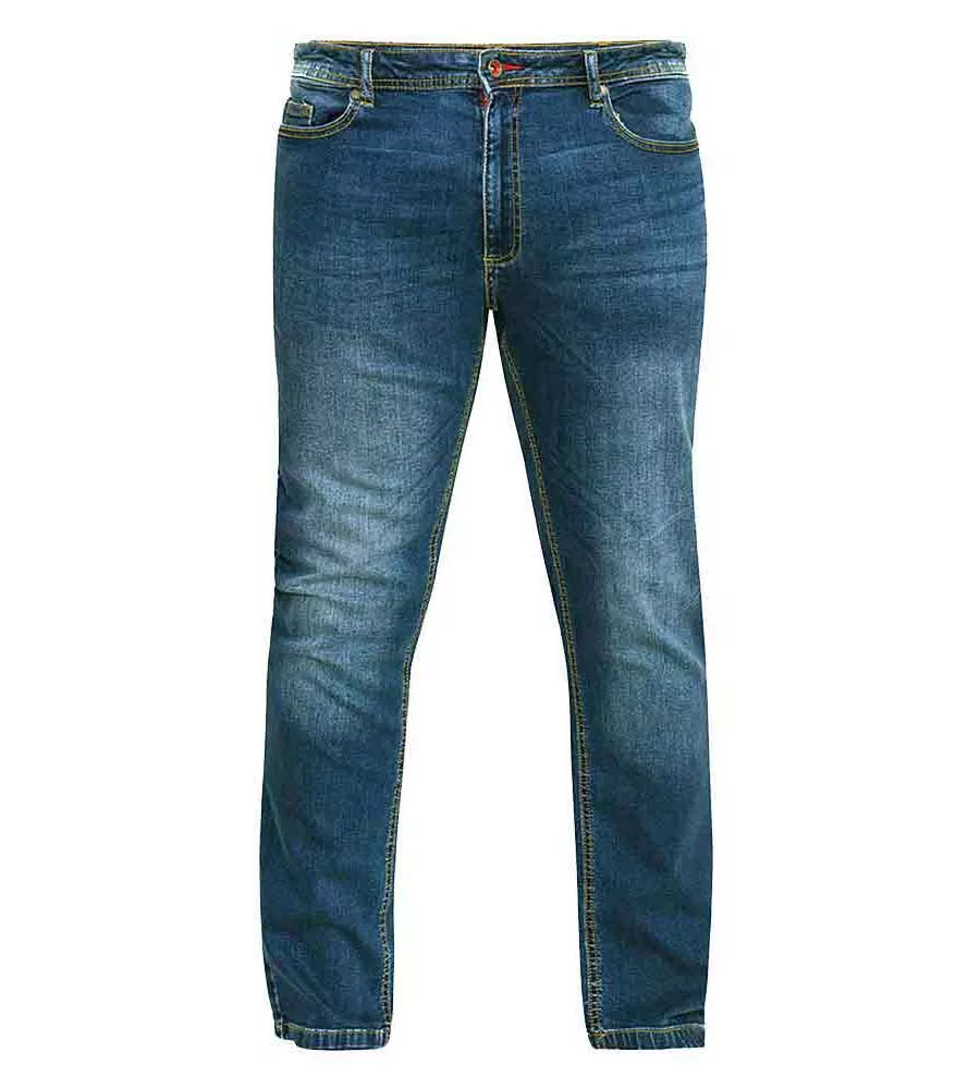 D555 Big Mens Tapered Fit Stretch Jeans in Dark Blue Stonewash (AMBROSE-KS)