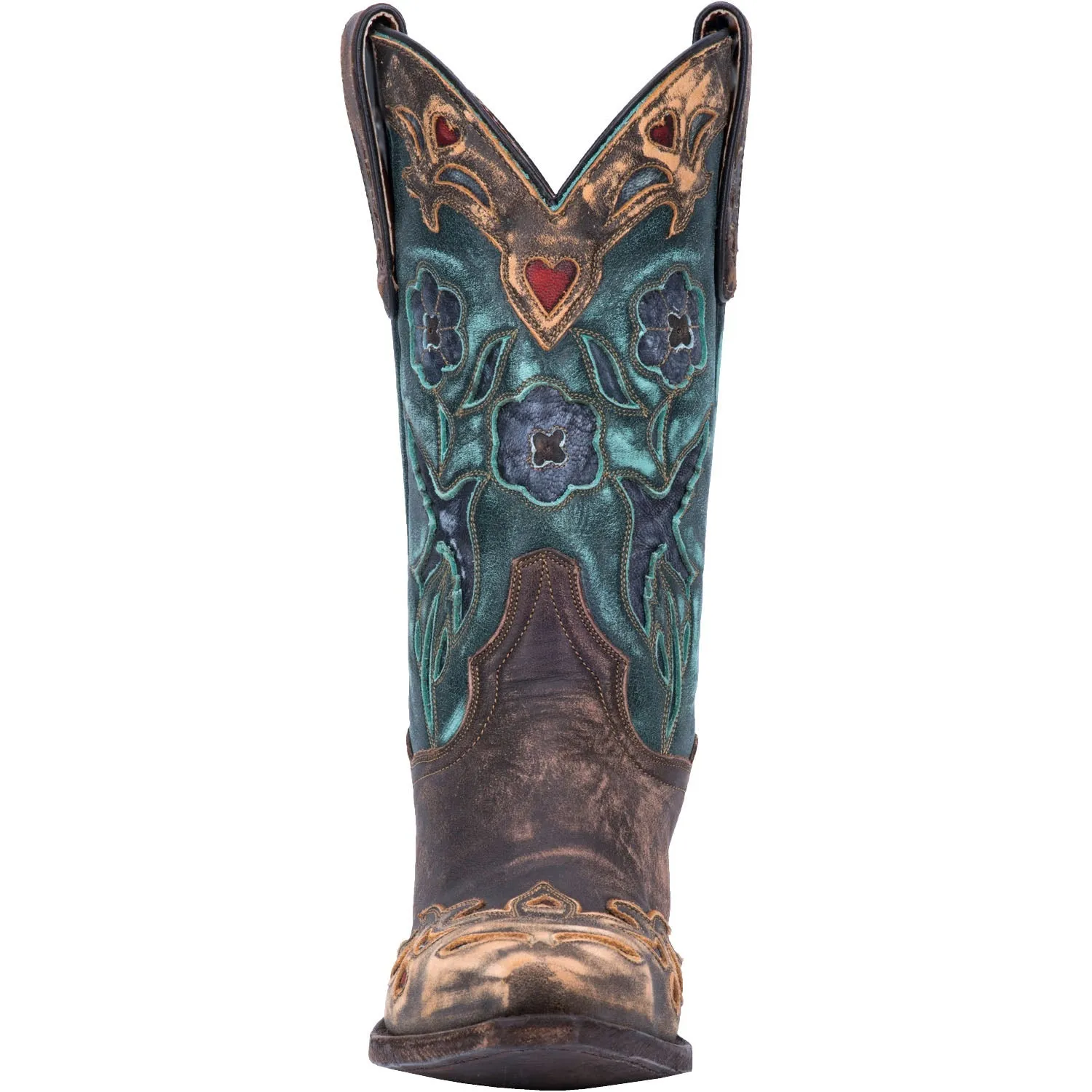 Dan Post Womens Vintage Bluebird Cowboy Boots Leather Chocolate/Teal