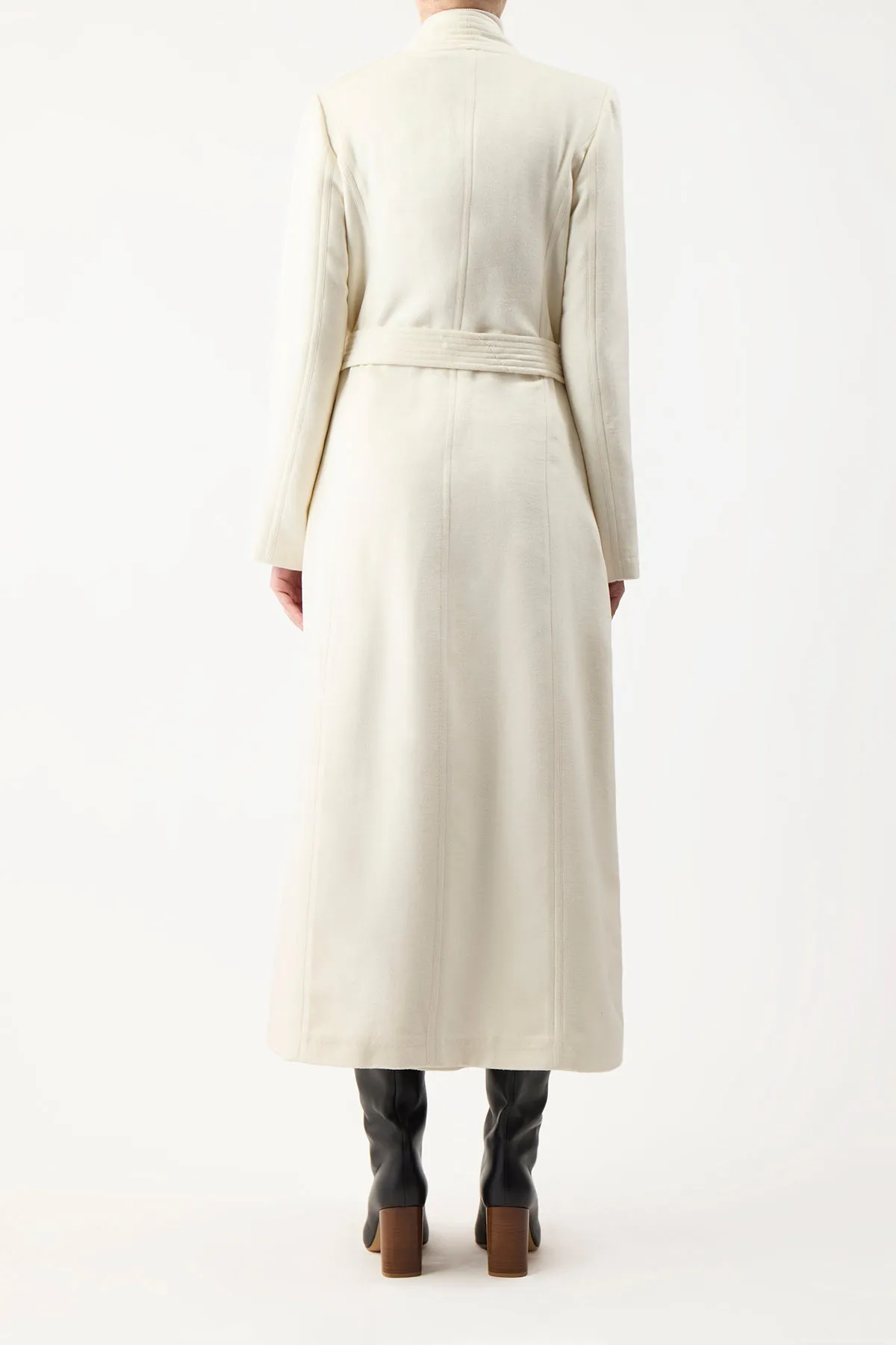 Devon Wrap Coat in Ivory Winter Silk