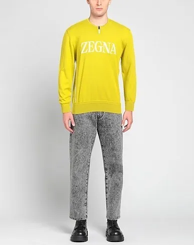 Ermenegildo Zegna  |Crew Neck Bi-color Long Sleeves Oversized Logo Luxury