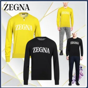 Ermenegildo Zegna  |Crew Neck Bi-color Long Sleeves Oversized Logo Luxury