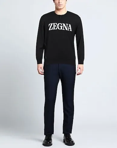 Ermenegildo Zegna  |Crew Neck Bi-color Long Sleeves Oversized Logo Luxury