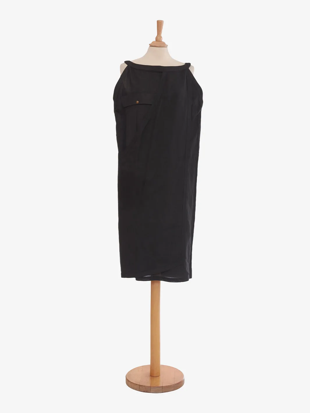 Gianni Versace black long dress in linen and cotton