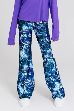 Girls Hi-Shine Flare Leggings in Disco Fever