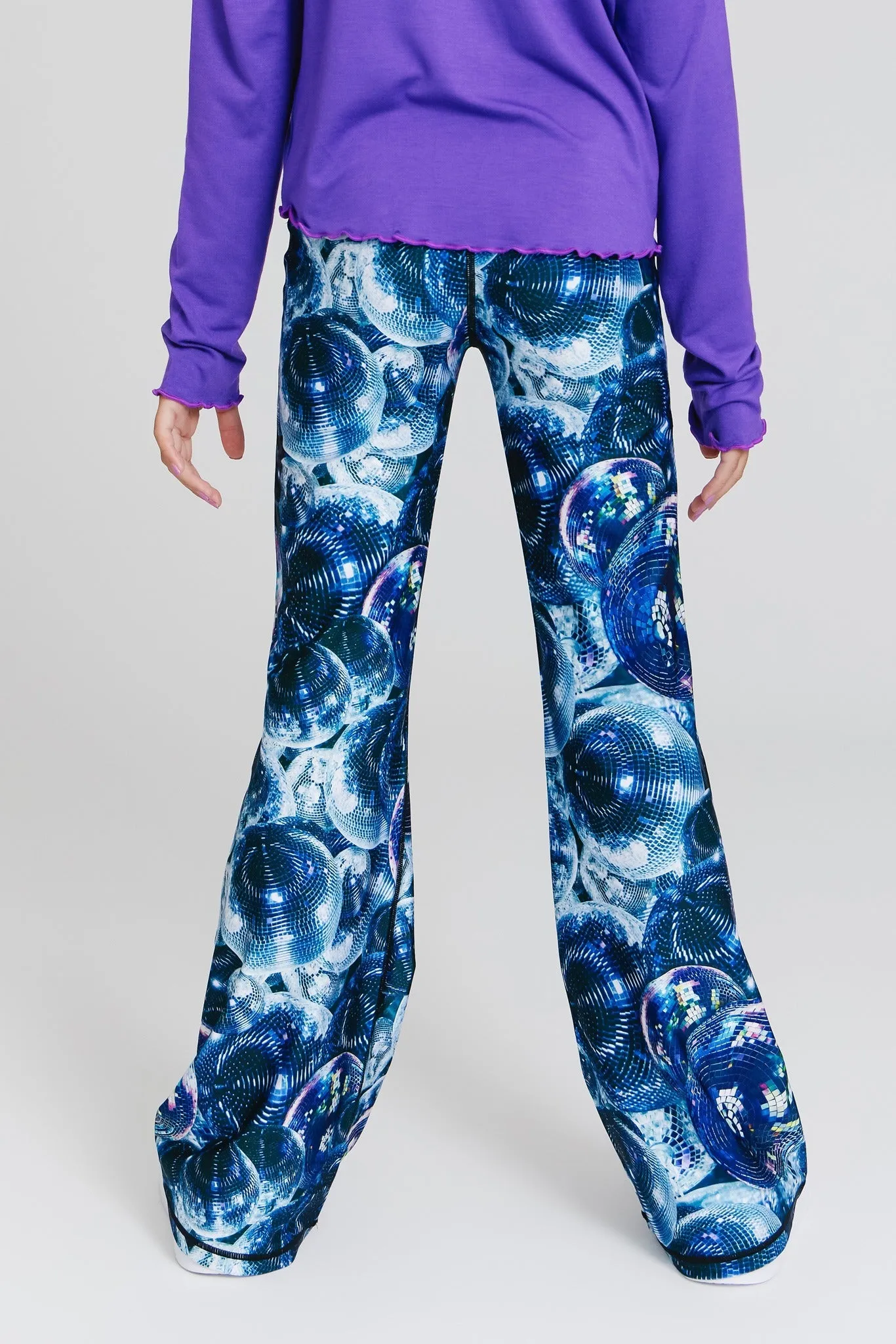 Girls Hi-Shine Flare Leggings in Disco Fever