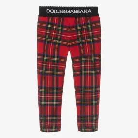 Girls Red Check Leggings