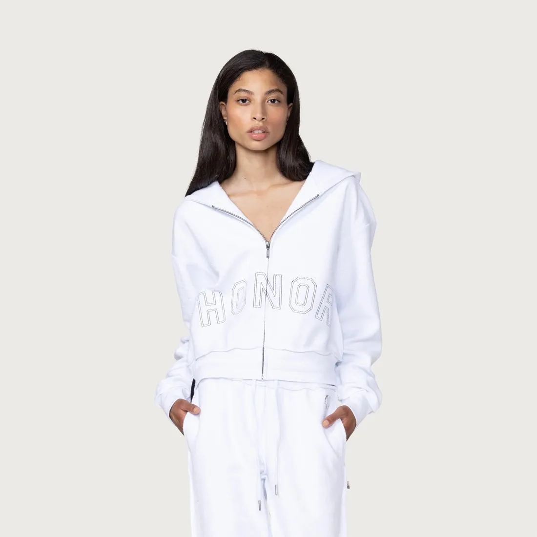 Honor The Gift Women Reversed Honoree Zip Up Hoody (white)