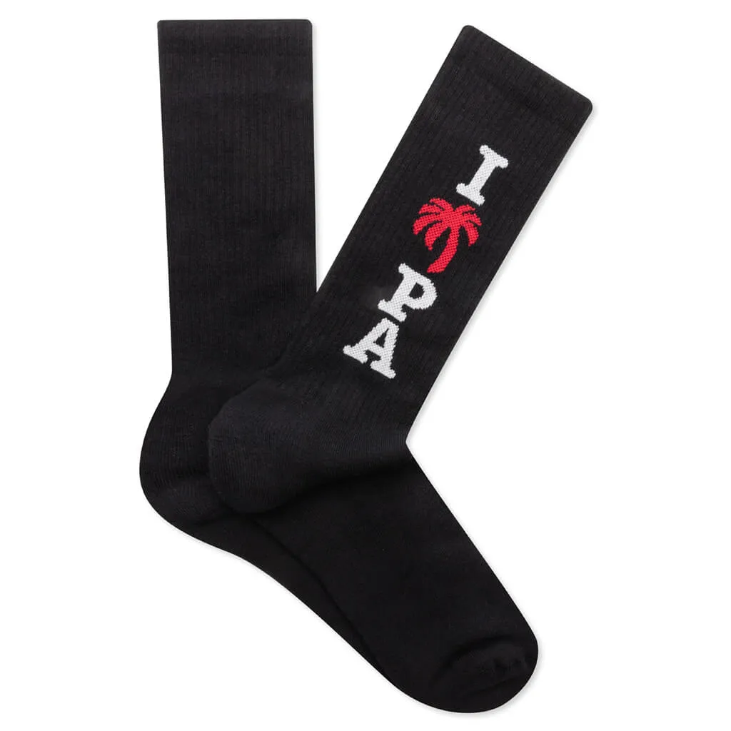 I Love Palm Angels Socks - Black/White