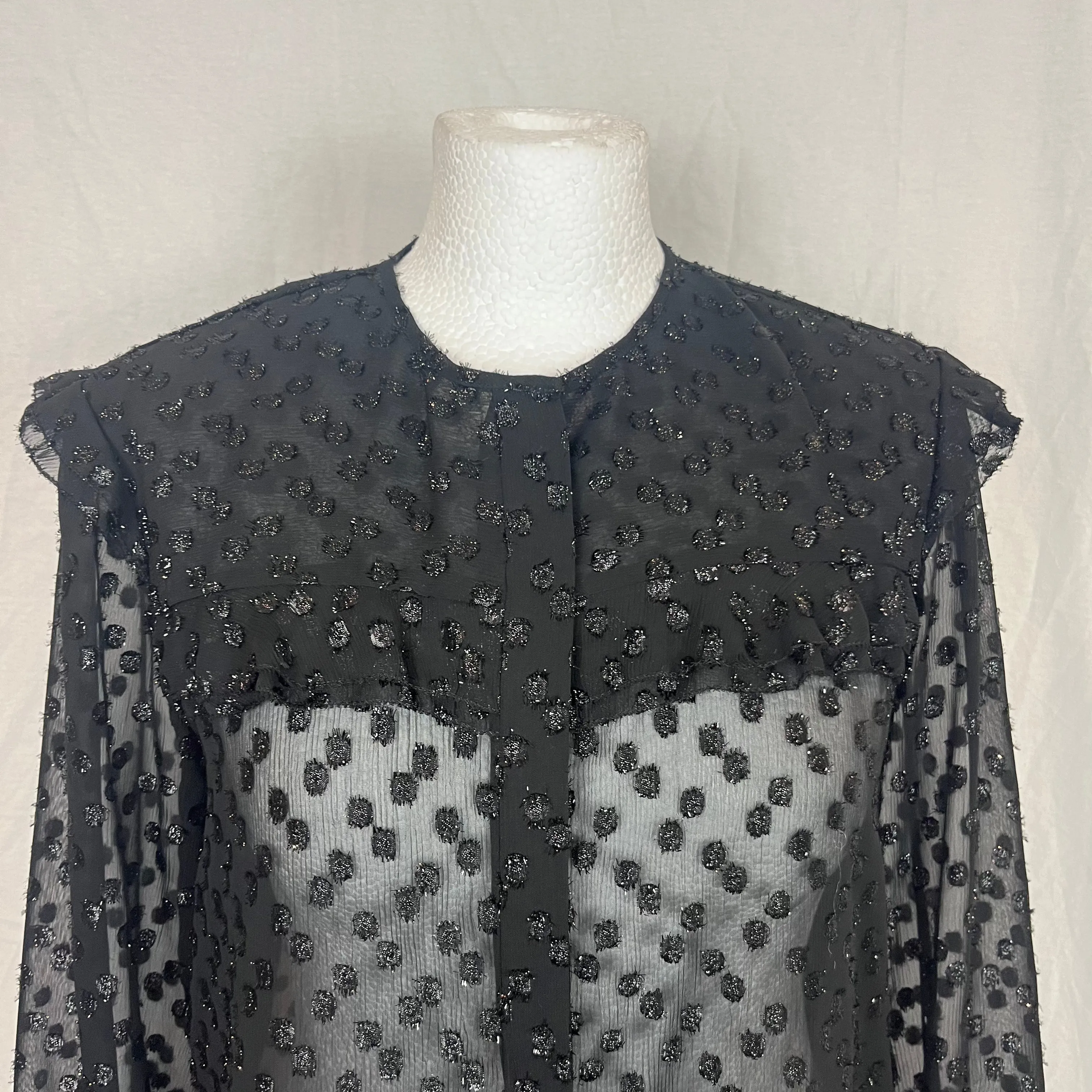 Isabel Marant Black Tufted Chiffon Blouse S