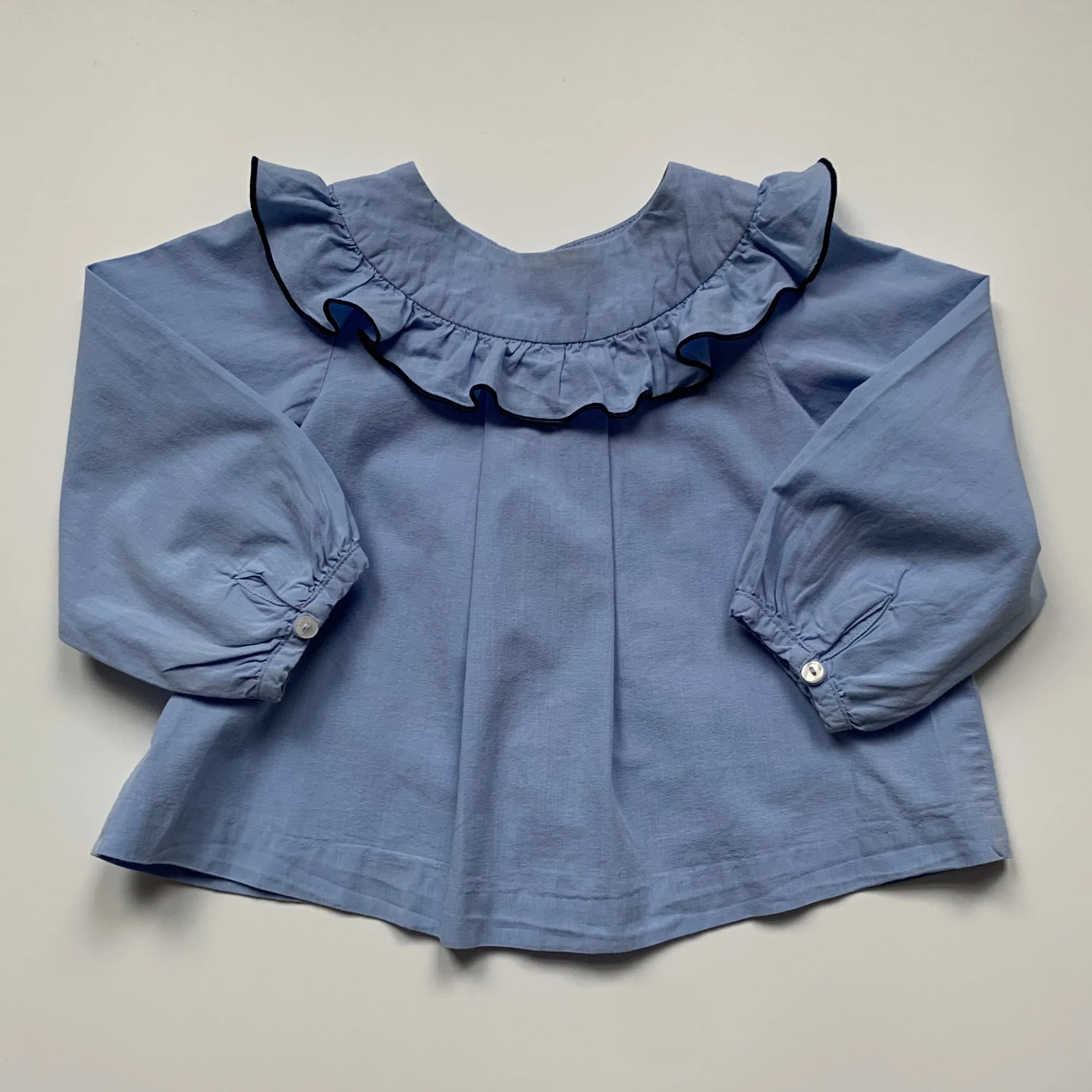 Jacadi Blue Chambray Blouse With Frill: 24 Months