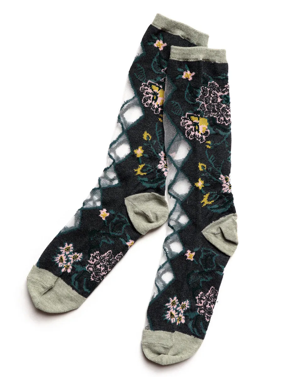 Kapital 156 Gobelin Flower See-through Socks women