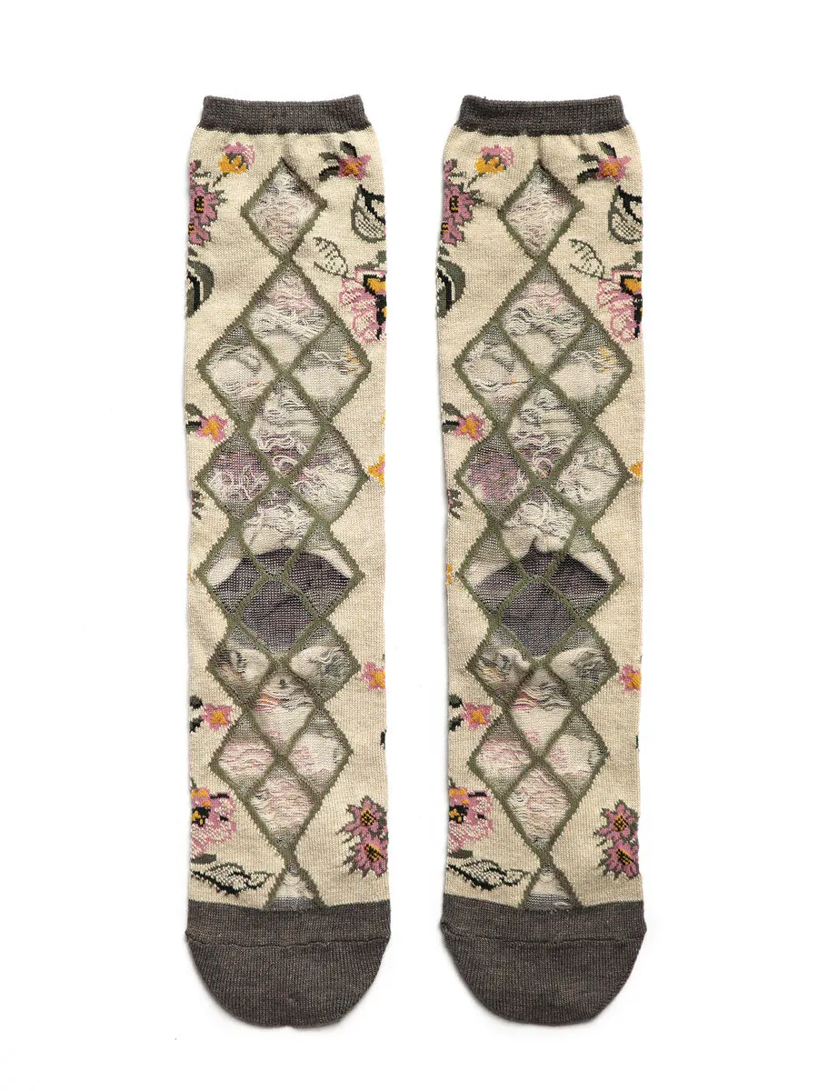 Kapital 156 Gobelin Flower See-through Socks women