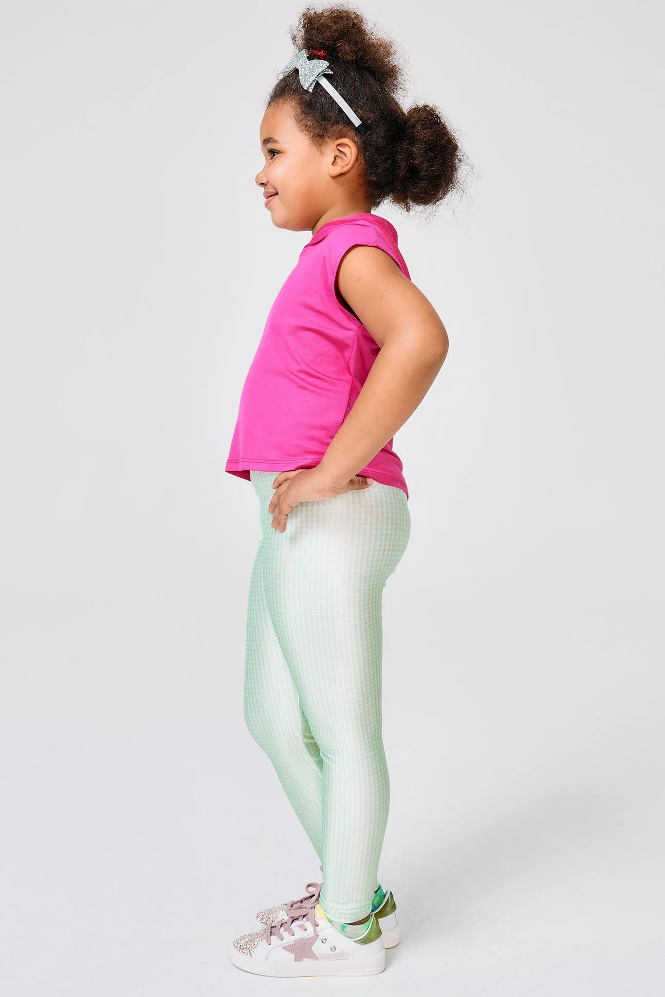 Kids Leggings in Lime Gingham