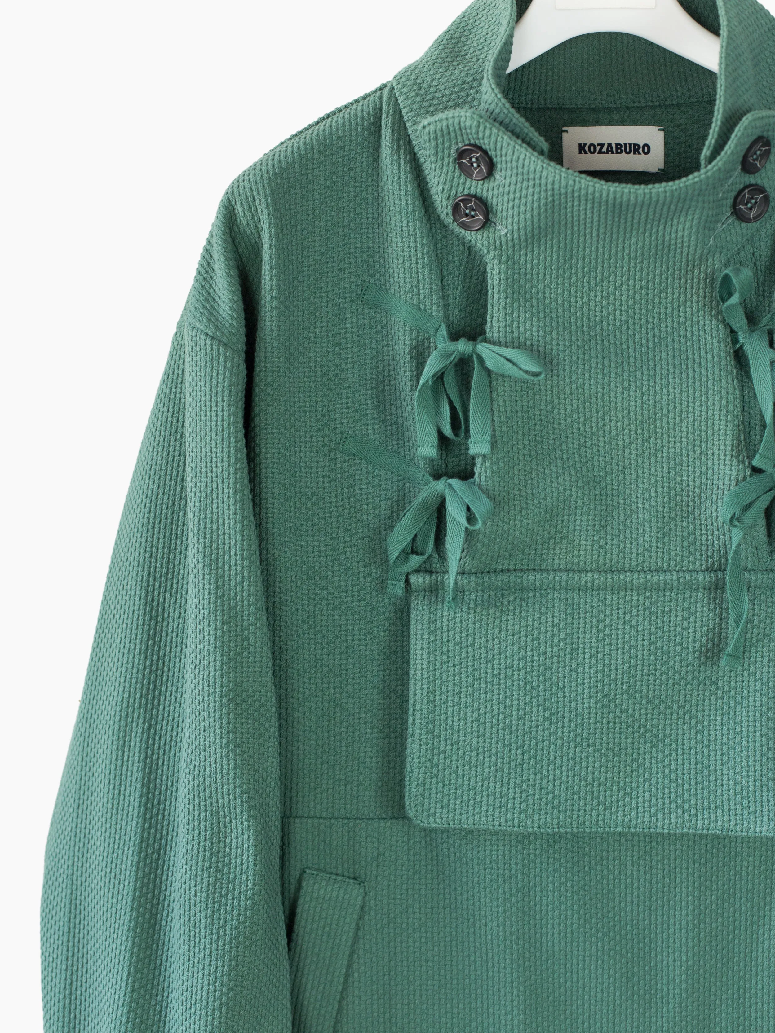 Kozaburo SS23 Copper Green Sashiko Monk Jacket