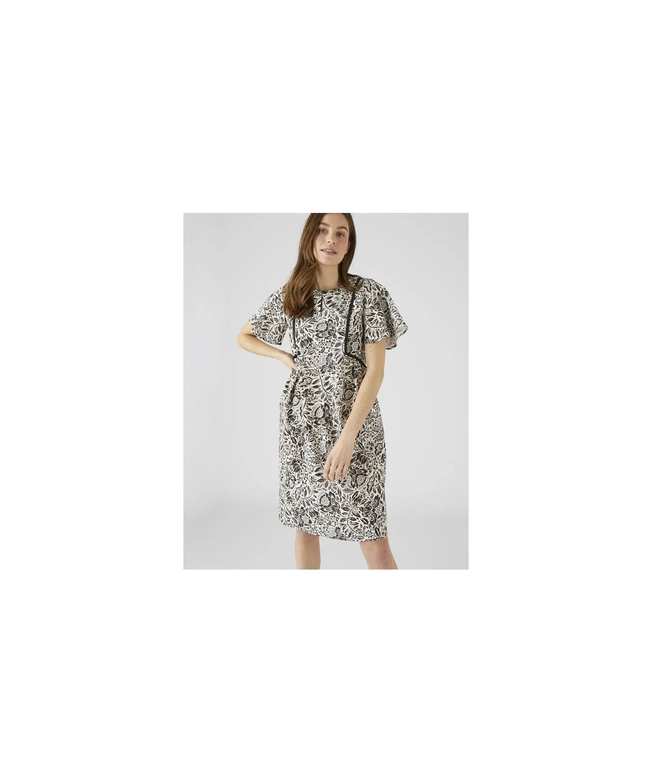 Linen Rich Gathered Front Dress