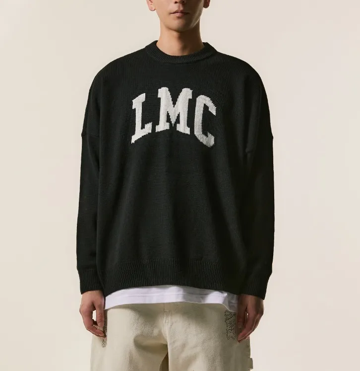 LMC  |Unisex Street Style U-Neck Long Sleeves Plain Logo Sweaters