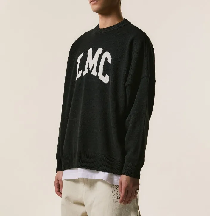 LMC  |Unisex Street Style U-Neck Long Sleeves Plain Logo Sweaters