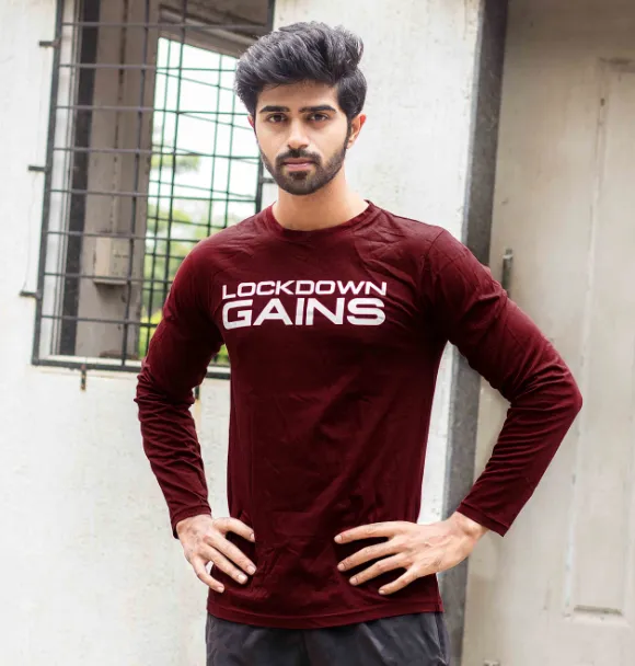 Lockdown Gains Maroon Full Sleeve Tee - Sale