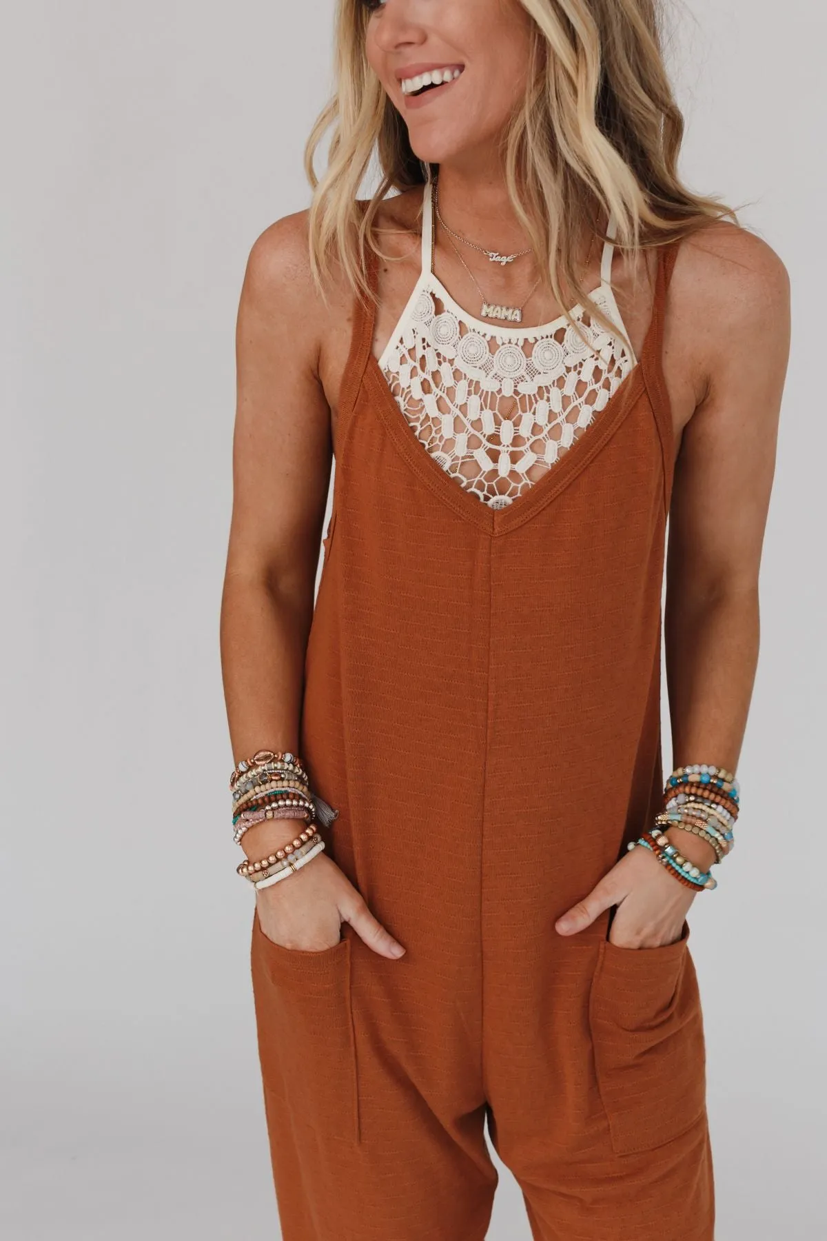 Maddie Harem Jumpsuit - Camel